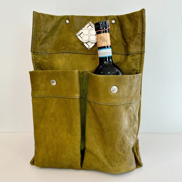 Vintage BCBG Maxazria Pocket Satchel with Logo Turn Lock Green Y2K Cool Slouchy - Picture 2 of 14